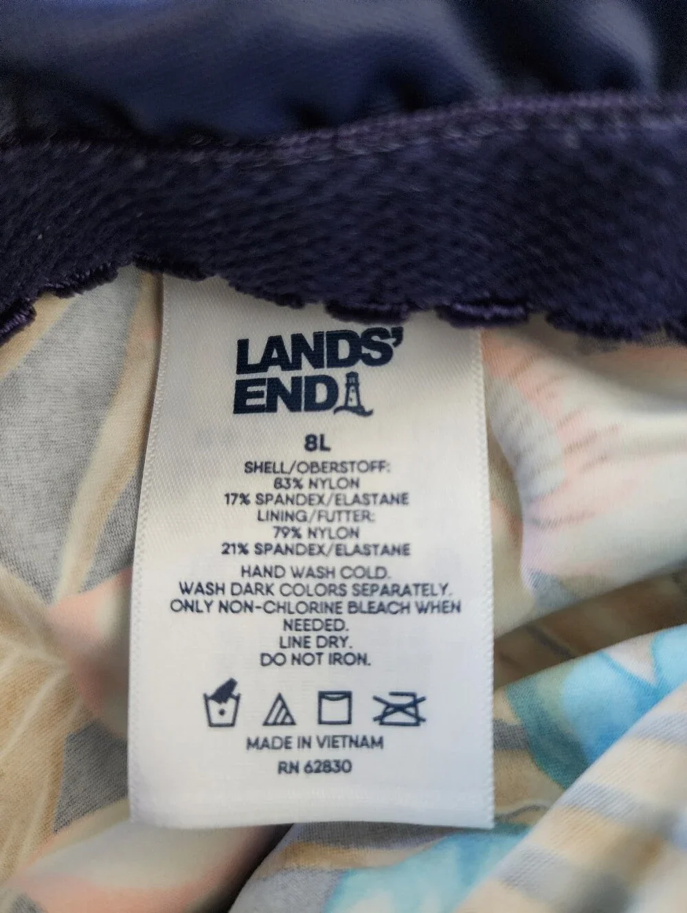 Lands' End Tankini Top 8L Brown Tropical Floral